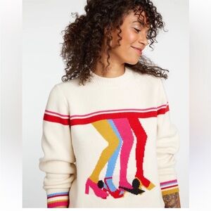 Ban.do Cashmere Cotton Knit Pop Art Sweater Legs Heels Feminine Retro Size Small
